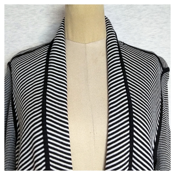 Talbots Woman Striped Open Front Cardigan - Picture 2 of 5